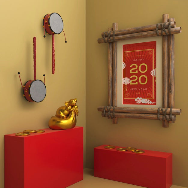 Frame With New Year Date On Wall Psd