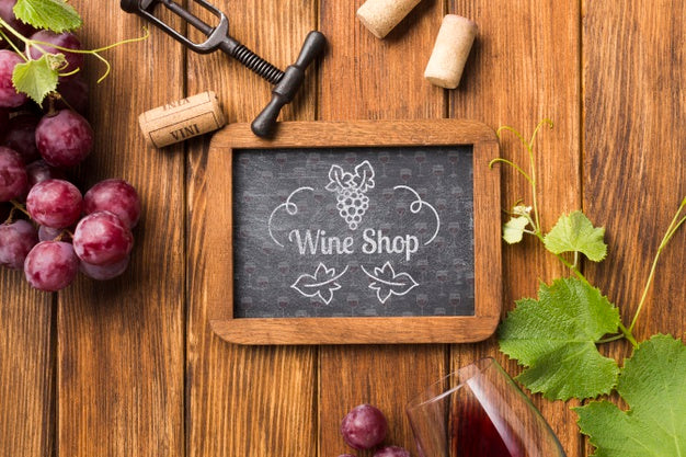 Frame With Organic Grape On Table Psd