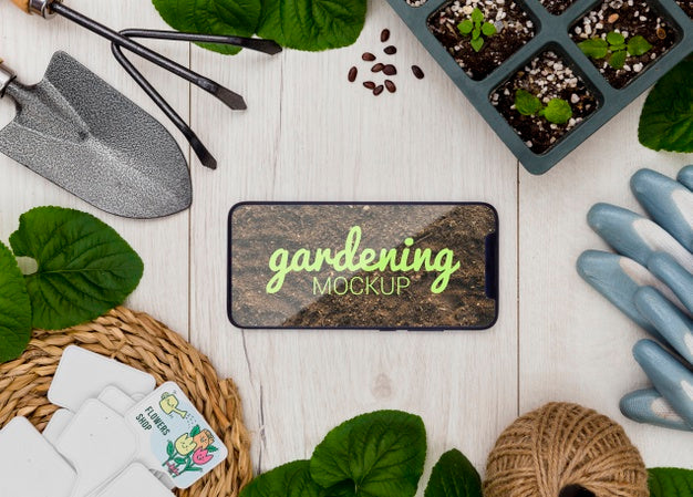 Frame With Tools For Gardening Psd