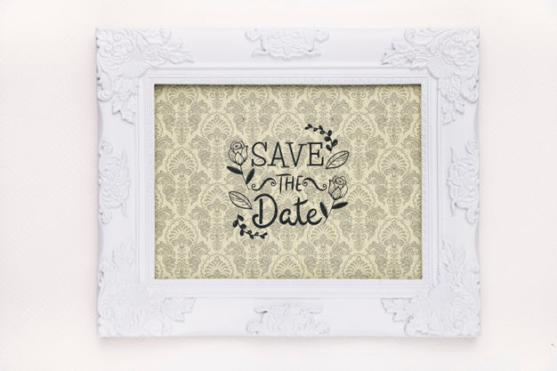 Frame With Vintage Design Save The Date Mock-Up Psd