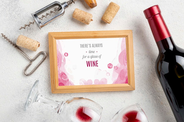 Frame With Wine Bottle Psd