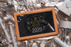 Framed Black Chalkboard Mock-Up With New Year Party Psd