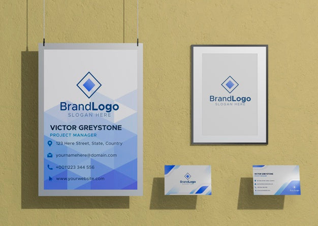 Framed Company Logo Business Mock-Up Paper Psd