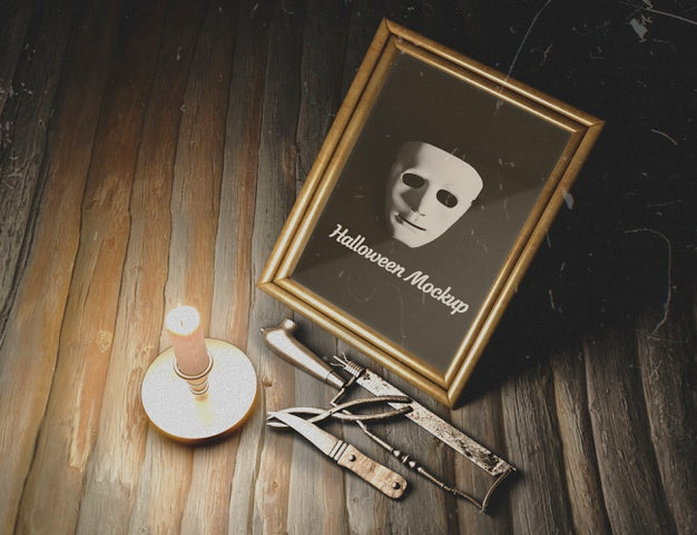 Framed Mask With Torture Equipment Psd