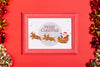 Framed Santa And His Reindeer Photo With Pull Bows Psd