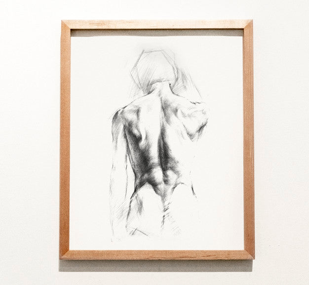 Framed Sketch Of A Man'S Back Psd