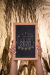Framed Wooden Chalkboard For New Year 2020 Party Psd