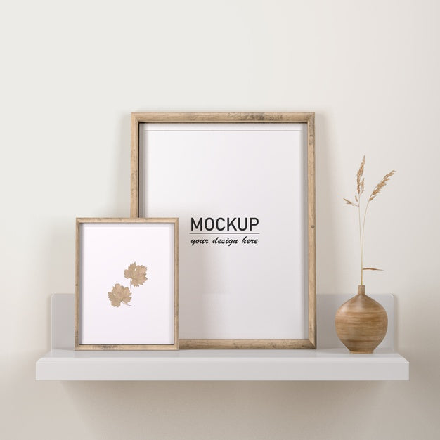 Frames Decor With Flower In Vase Psd