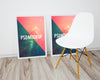 Frames On Wooden Floor And White Chair Mock Up Psd
