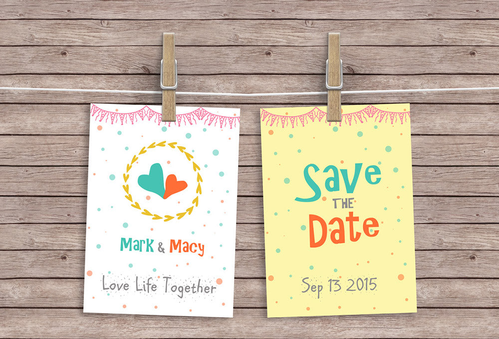 Hanging Invitation or Greeting Cards Mockup PSD