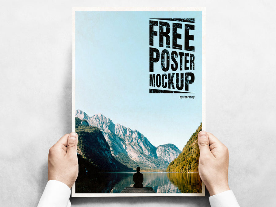 Hands holding Poster Mockup PSD