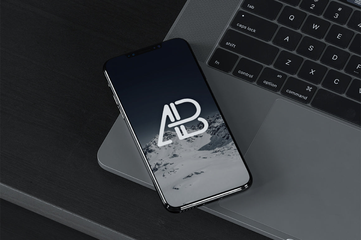 iPhone X On MacBook Pro Mockup