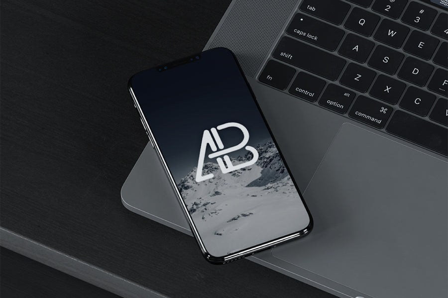 iPhone X On MacBook Pro Mockup