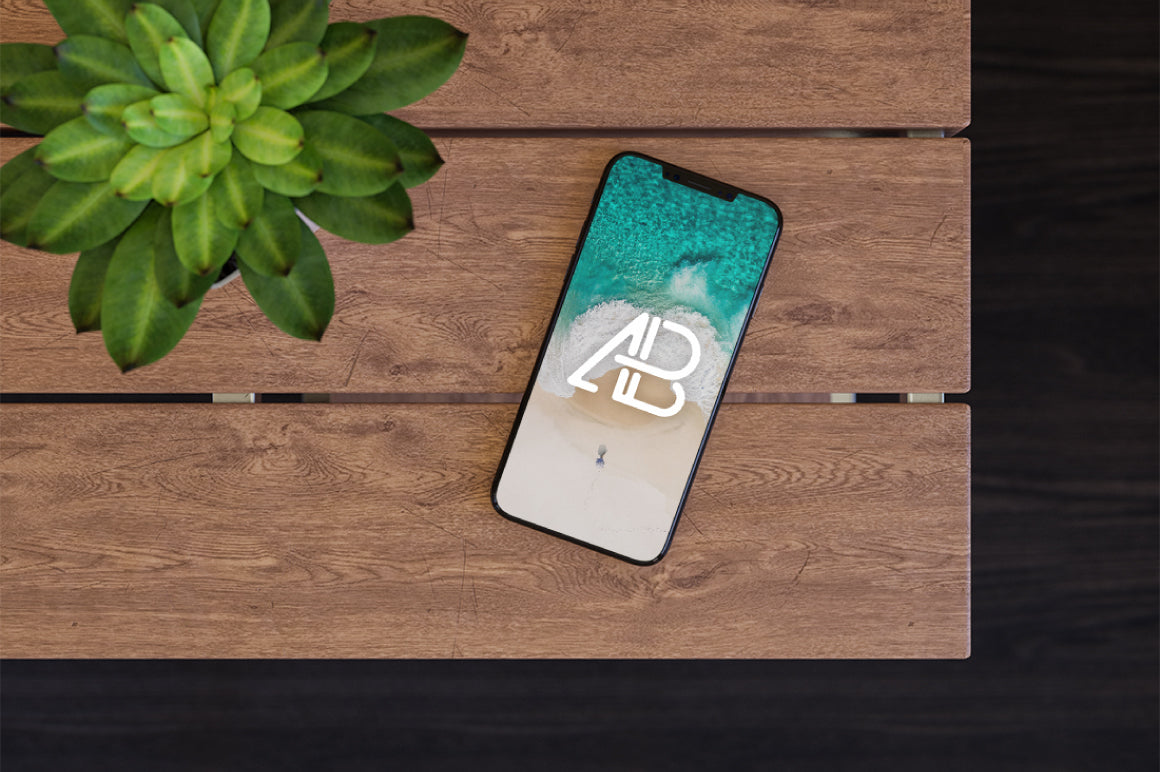 iPhone X On Table Mockup