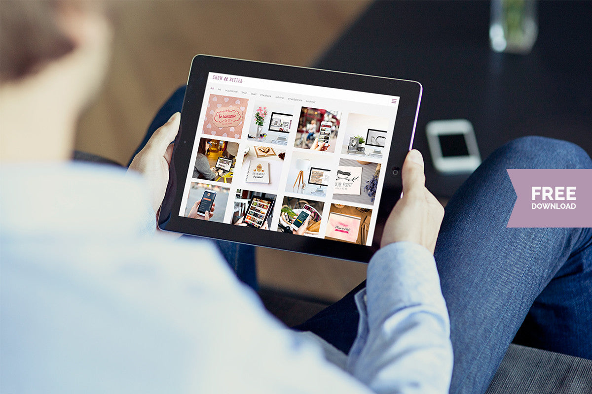 iPad Photo Mockup in Mans Lap