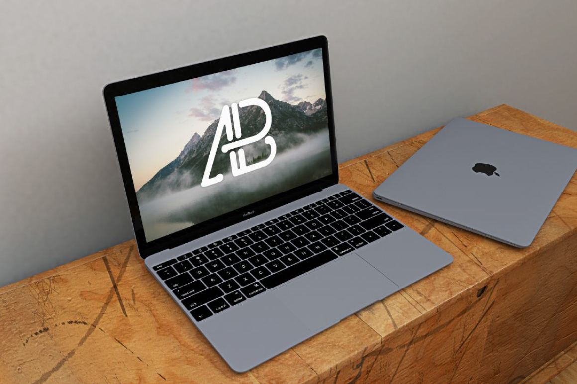 Realistic Space Grey Macbook Mockup