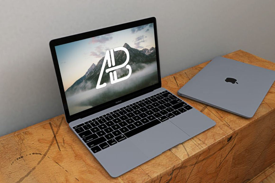 Realistic Space Grey Macbook Mockup