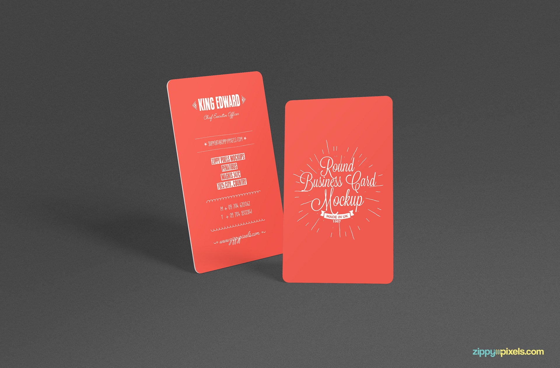 Stylish Round Business Card Mockup PSD