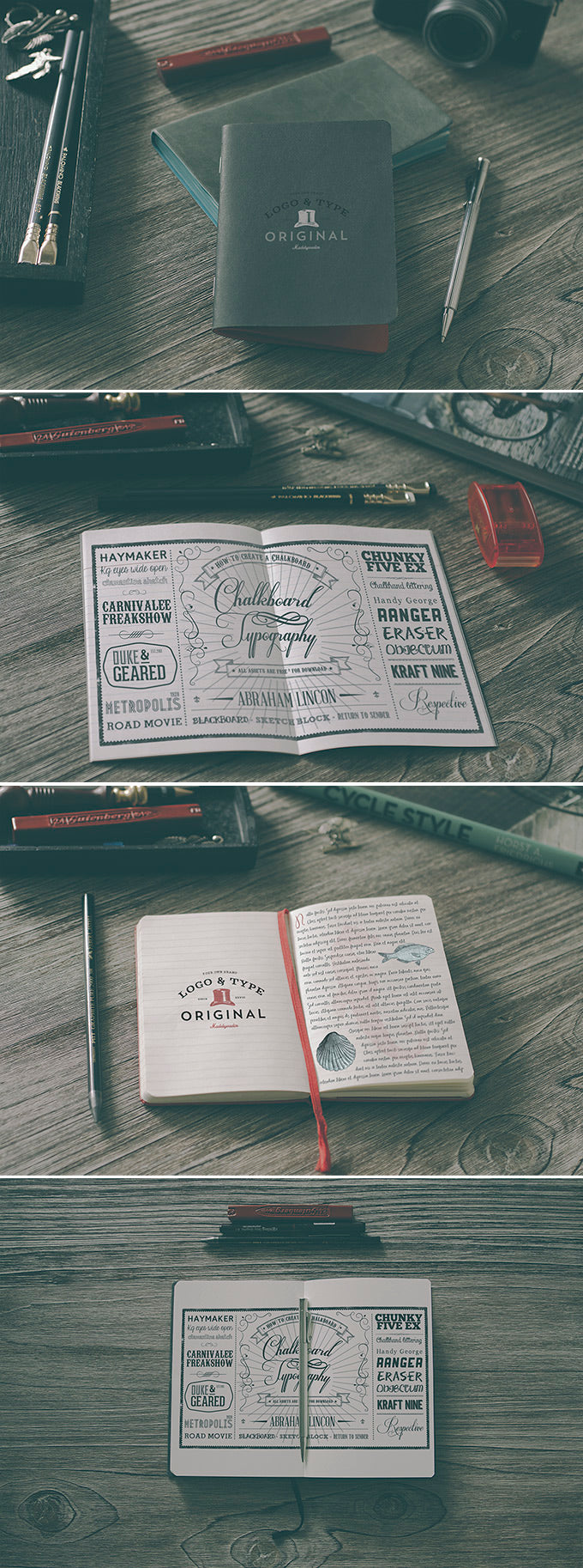 4 Notebook Mockups in Vintage Scenery