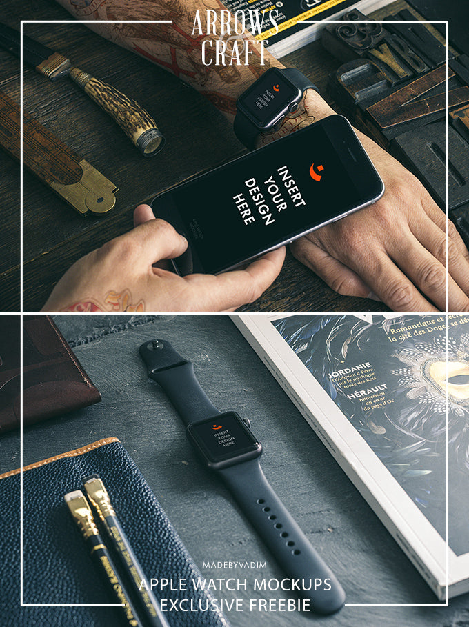2 Hispter Styled Apple Watch Mockups