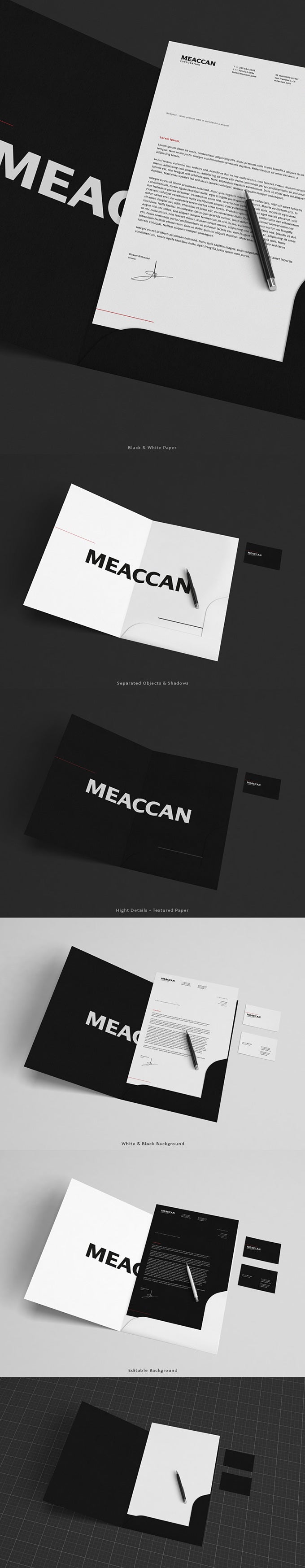 Black and White Stationery Mockup