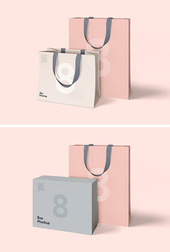Premium PSD  Packaging box mockup and shopping paper bag