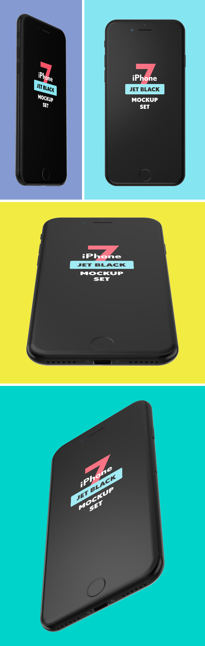 iPhone 7 Jet Black Mockup Set in Multiple Angels