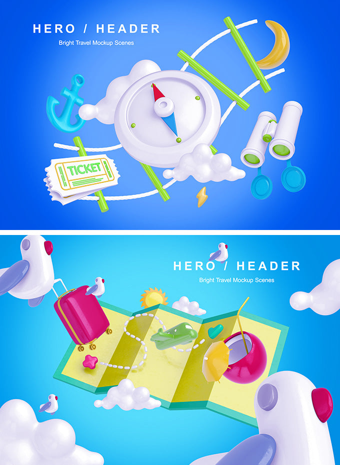 Bright Travel Mockup Scenes