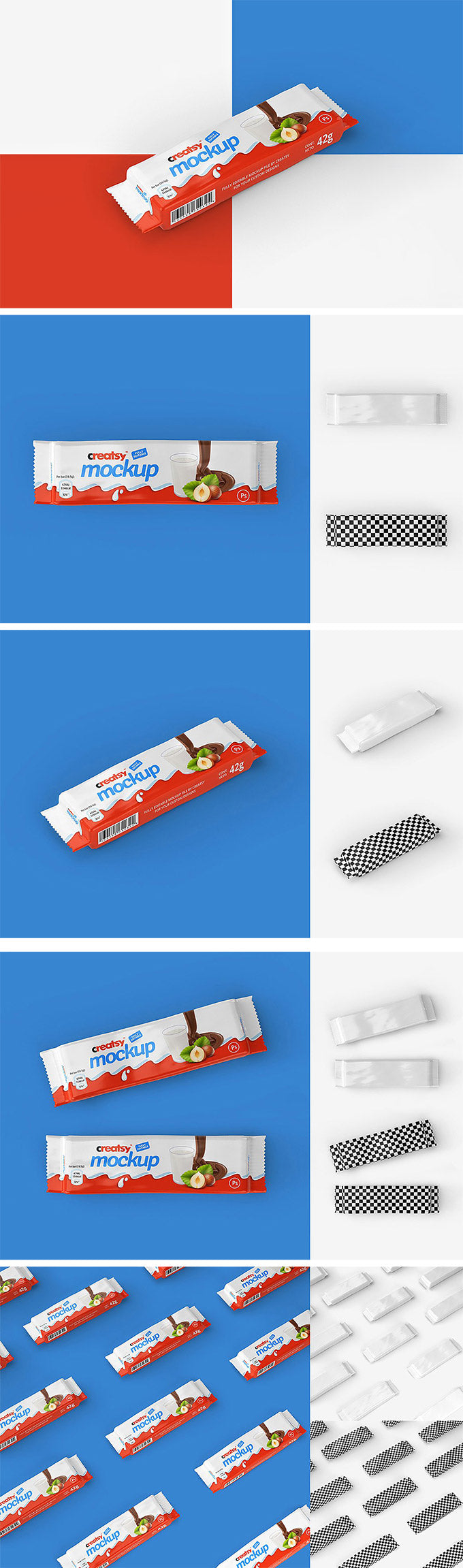 Chocolade Bar Package Branding Mockup Set