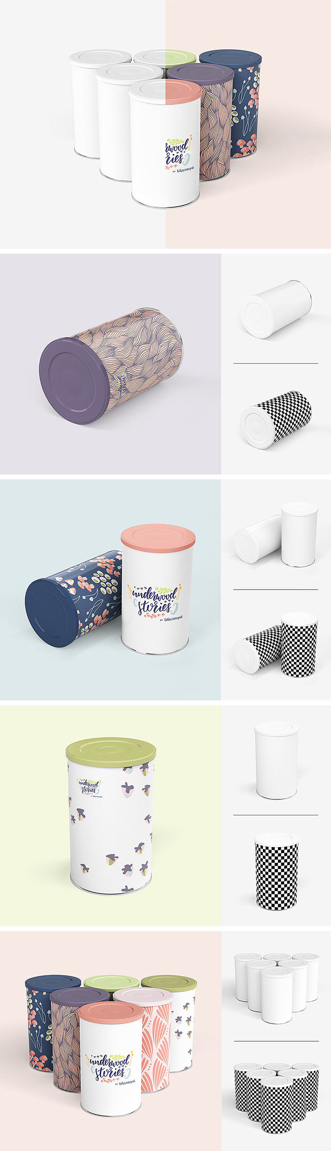 Tin Canister Mockup Set of Clean Designs