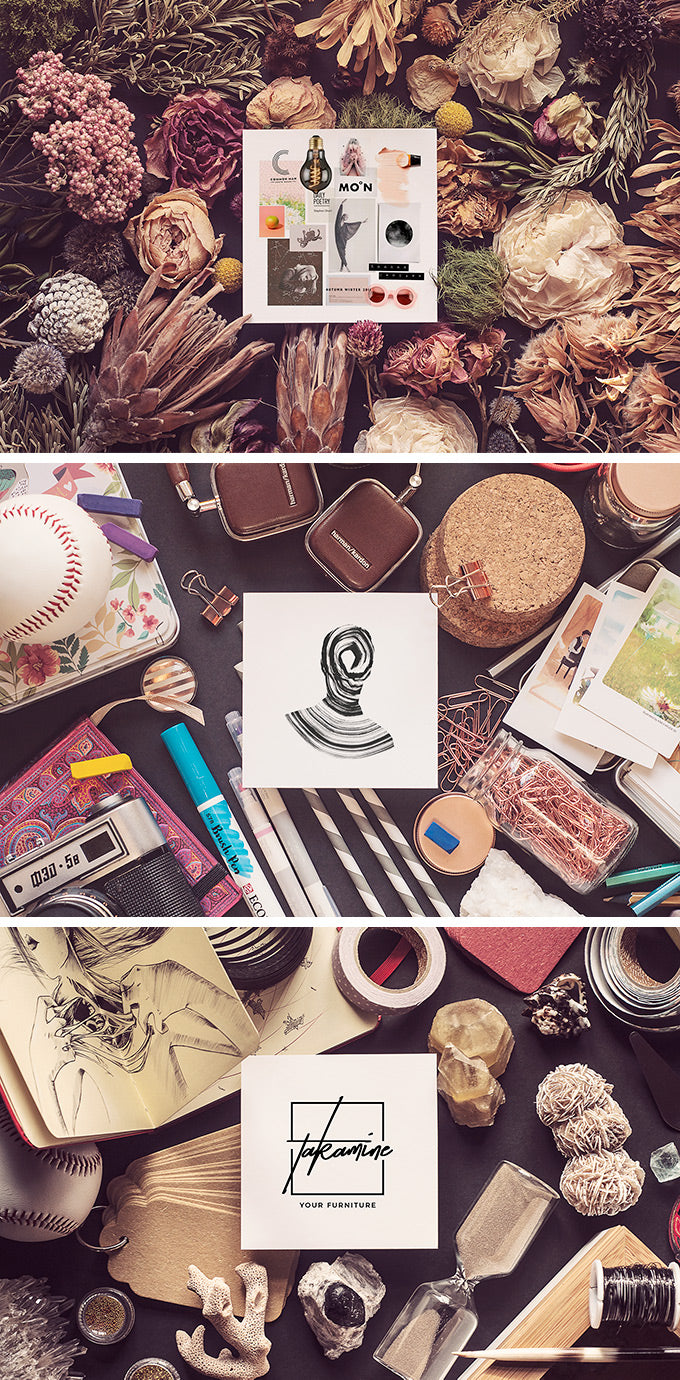 Bloom Flavor Brochure Top View Mockups