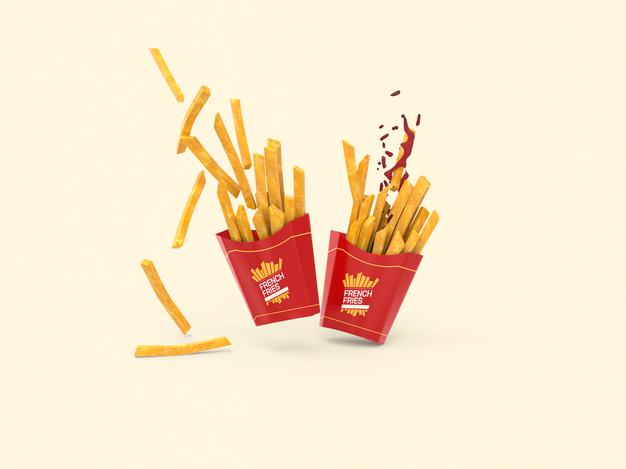 French Fries Packaging Mockup Psd