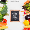 Fresh Healthy Food Mockup With Slate In Middle Psd