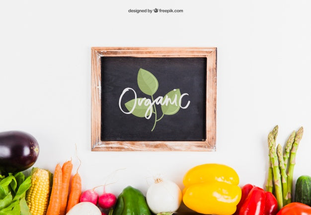 Fresh Healthy Food Mockup With Slate Psd