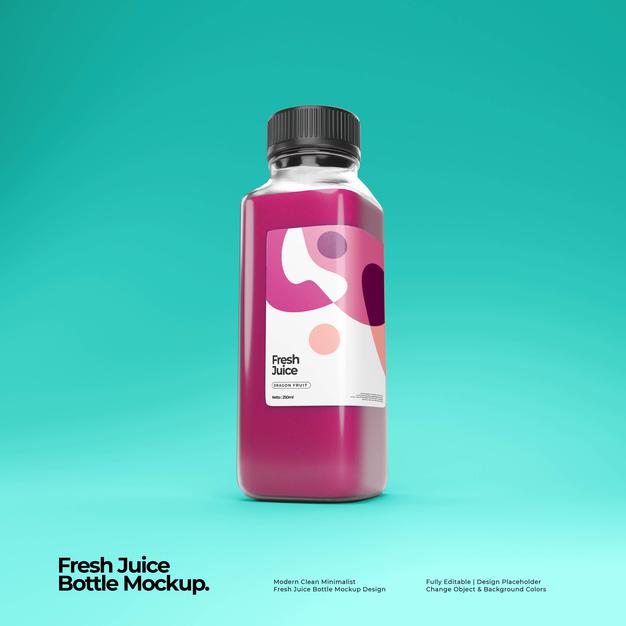Fresh Juice Bottle Mockup Psd