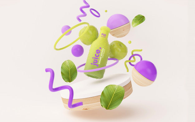 Fresh Juice Mockup In A Summer Scene Psd