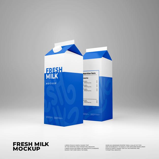 Fresh Milk Box Mockup Psd