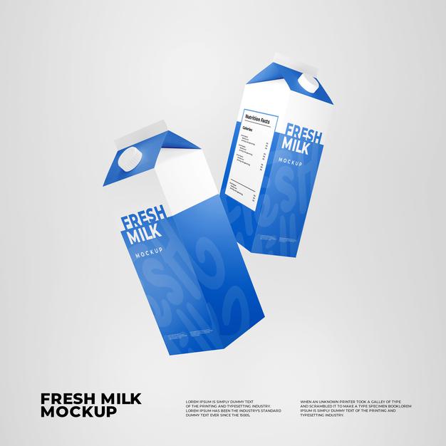 Fresh Milk Box Mockup Psd