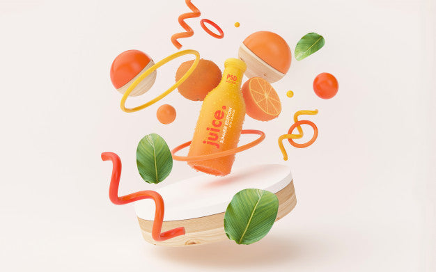 Fresh Orange Juice Mockup In A Summer Scene Psd