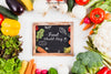 Fresh Vegetables Mockup With Slate In Middle Psd