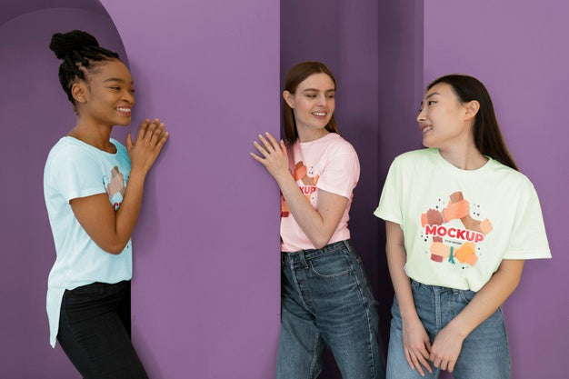 Friends Representing The Inclusion Concept With Mock-Up T-Shirts Psd