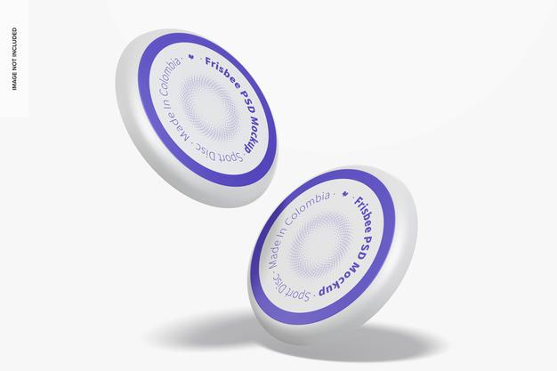 Frisbees Mockup, Falling Psd