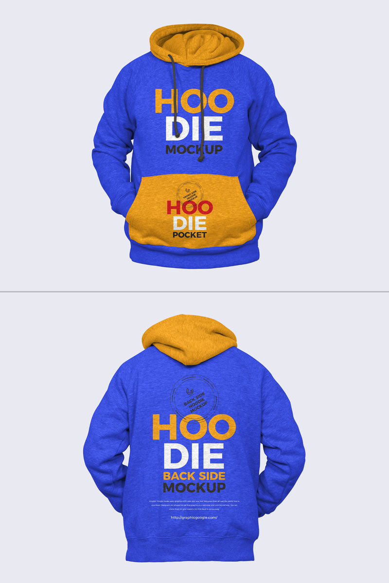 Front And Back Modern Men Hoodie Mockup