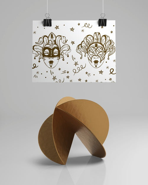 Front View Abstract Design With Mask Sketches Psd