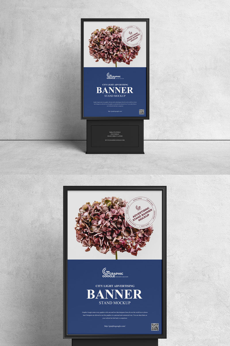 Front View Advertising Stand Banner Mockup