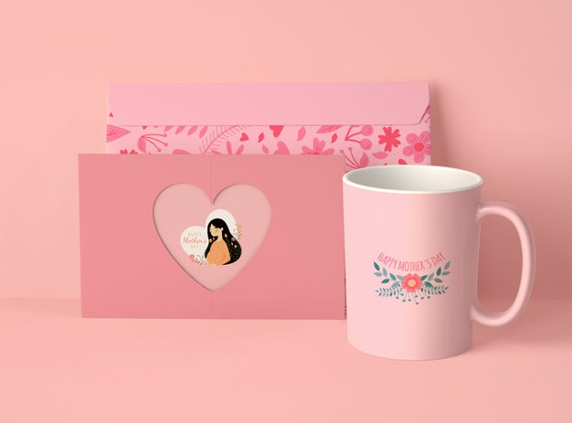 Front View Arrangement For Mother'S Day With Card Psd