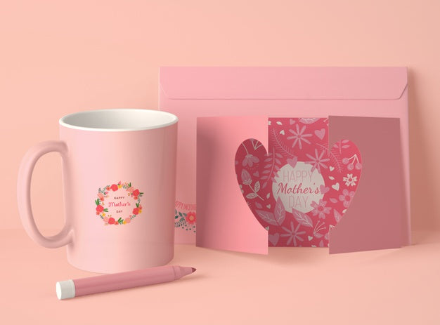 Front View Assortment For Mother'S Day With Card Psd