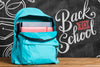 Front View Back To School Backpack With Chalkboard Psd