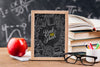 Front View Back To School Concept With Chalkboard Psd