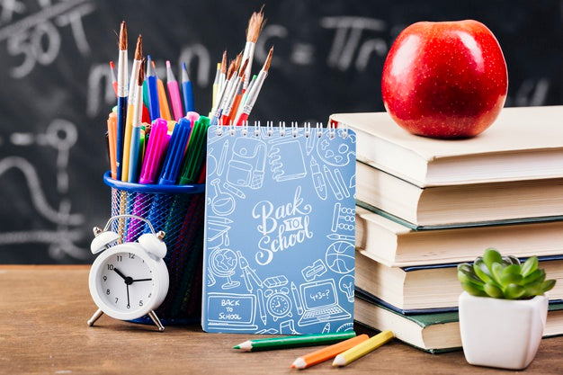 Front View Back To School Concept With Notepad Psd